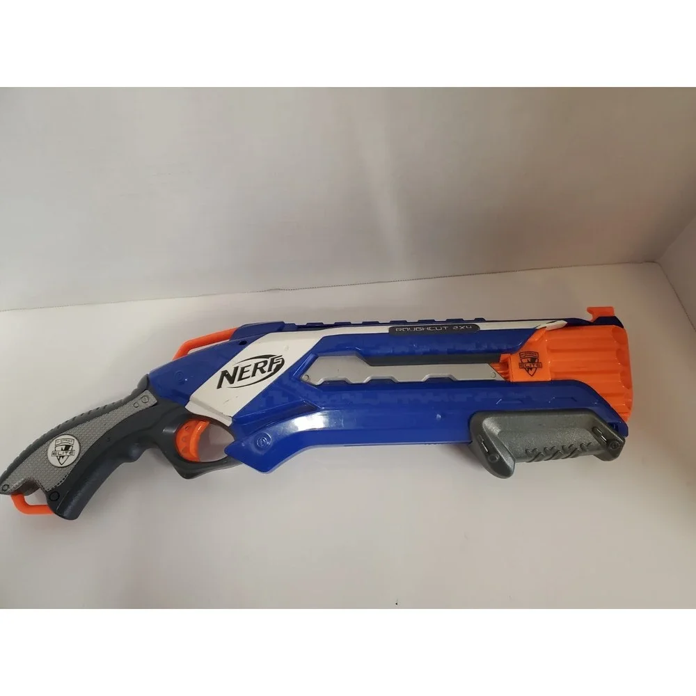 Nerf N-Strike Elite Roughcut 2X4 Gun Blue & Orange Shotgun 8 Shot Tested Working